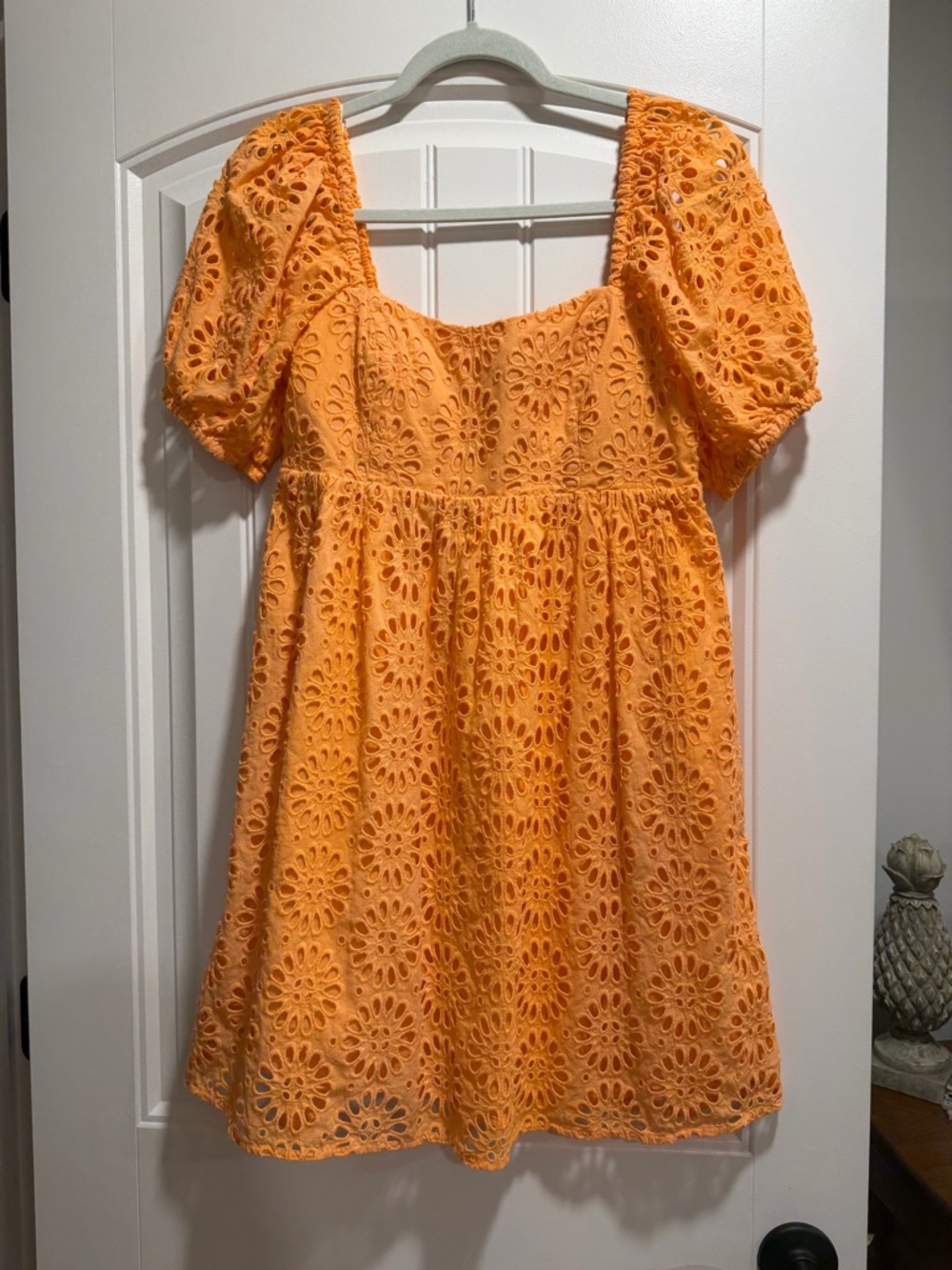 Lilly Pulitzer Bright Orange Eyelet Puff Sleeve Mini Dress